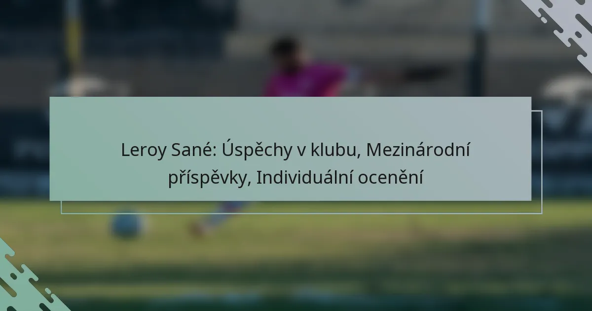 Leroy Sané: Úspěchy v klubu, Mezinárodní příspěvky, Individuální ocenění