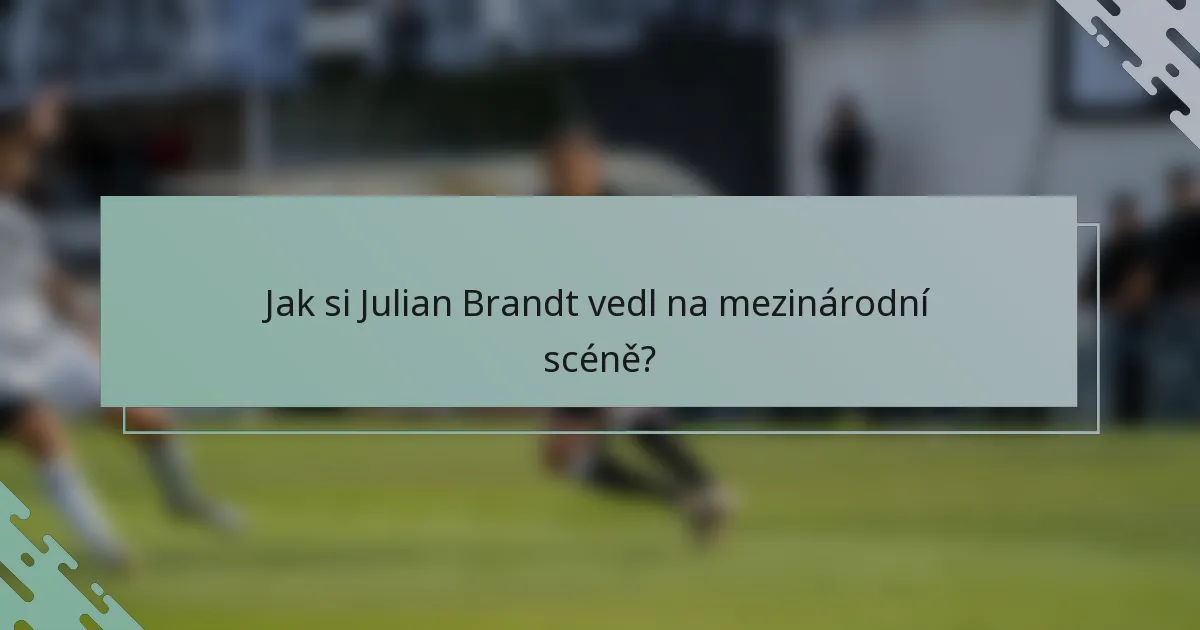 Jak si Julian Brandt vedl na mezinárodní scéně?