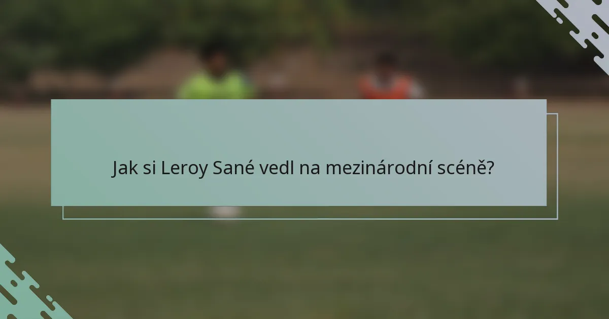 Jak si Leroy Sané vedl na mezinárodní scéně?