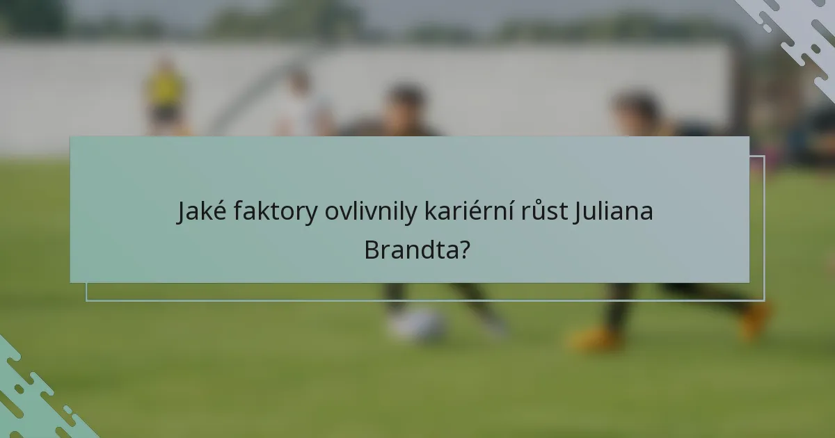Jaké faktory ovlivnily kariérní růst Juliana Brandta?